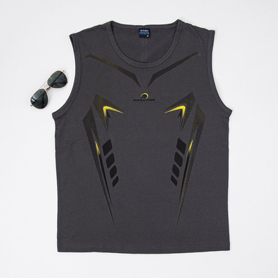 T-shirt sans manches en coton gris foncé pour hommes - Vêtements