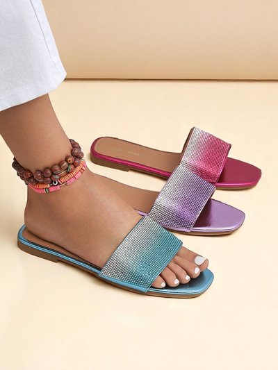 Royalfashion Sandales pour femmes ShinyGlow avec zircons