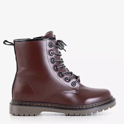 OUTLET Bottines en éco-cuir marron foncé pour femmes Lesita - Chaussures