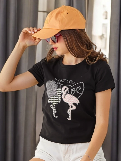 Royalfashion T-shirt en coton pour femmes Flaming Love