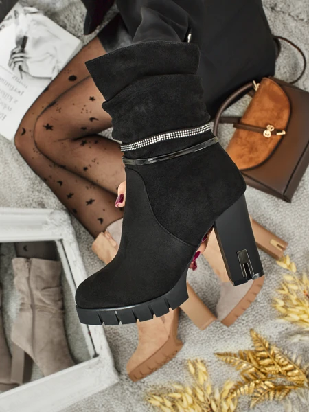 Bottines femme à talons épais en éco-daim BrambleDusk