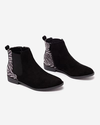 Royalfashion Bottes noires pour femmes a'la noble boots avec imprimé Dercozea