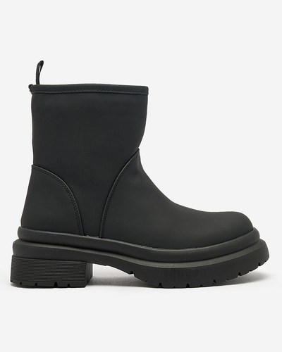 Royalfashion Bottes noires mattes pour femme avec semelle plus épaisse Holeopi