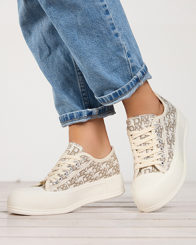 OUTLET Baskets à plateforme pour femmes à motifs de couleur beige Berika - Footwear