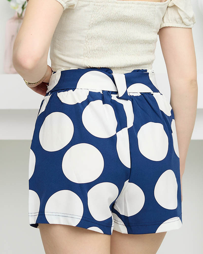 Short bleu marine en tissu pour femme à gros pois - Vêtement
