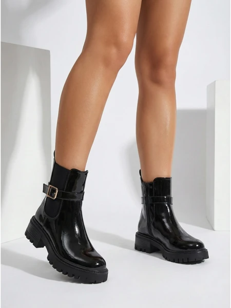 Bottines vernies pour femmes en cuir écologique Calivi