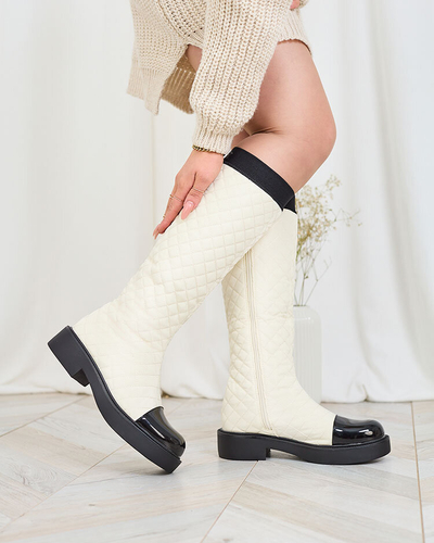 Royalfashion Bottes matelassées pour femme beige Ataeb