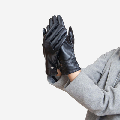 Gants classiques noirs en éco-cuir pour femmes - Accessoires