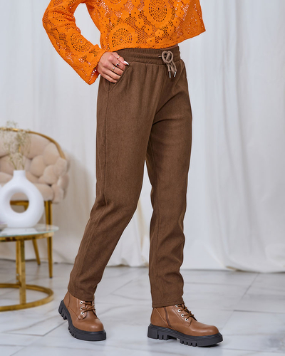 Royalfashion Pantalon en velours côtelé marron pour femme