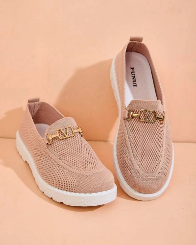 Royalfashion Mocassins en tissu pour femme avec ornementation dorée Erticae