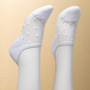 Chaussettes femme blanches à pois - Chaussettes