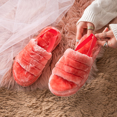 Pantoufles Fourrure Femme Corail Fornaxa - Chaussures