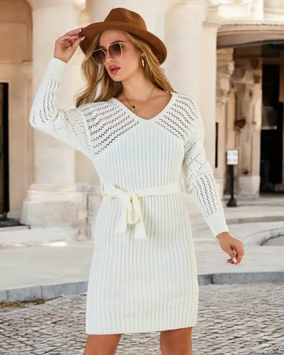 Royalfashion Robe pull pour femme avec bordures