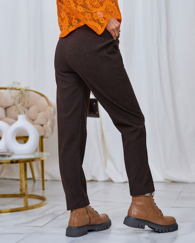 Royalfashion Pantalon en velours côtelé pour femme marron foncé