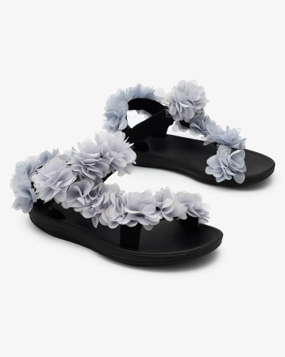 Royalfashion Sandales grises à fleurs pour femme Alferroy
