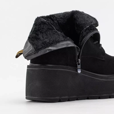 OUTLET Bottines compensées noires Jeanne - Chaussures