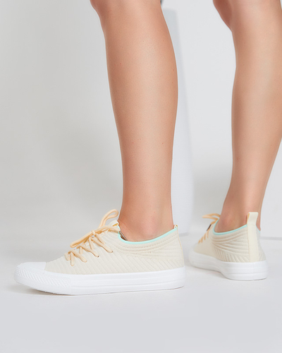 OUTLET Baskets côtelées beiges pour femme Manfer- Footwear