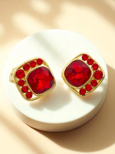 Royalfashion Boucles d'oreilles clip pour femme en cristal et zircon cubique