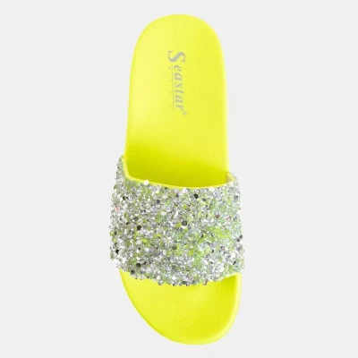 Chaussons pour femmes vert fluo avec zircones cubiques Aisidora - Chaussures