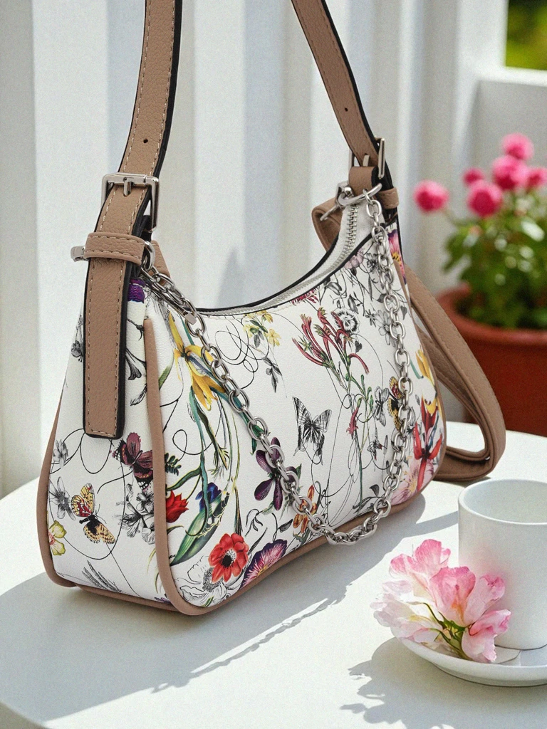 Royalfashion Petit sac à main pour femme en cuir écologique avec motif floral Lily Bloom
