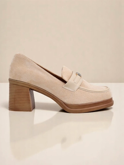 Royalfashion mocassins à talons carrés pour femmes Evelay