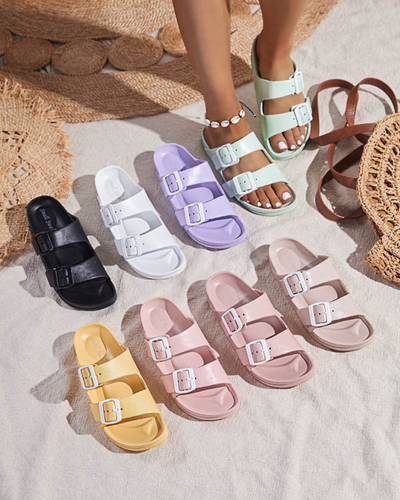 Chaussons blancs pour femme avec fermoirs. Teliwo - Footwear