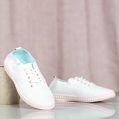 Baskets blanches avec inserts roses Mika - Chaussures