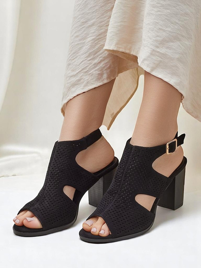 Royalfashion sandales ajourées à talon bloc pour femmes Abetle