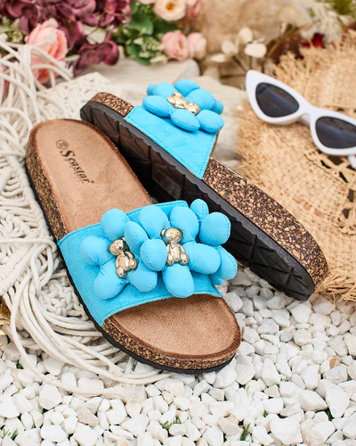 Royalfashion Tongs pour femmes avec oursons et fleurs dorés Isaralle