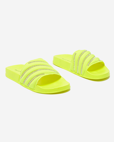 OUTLET Chaussons femme jaune fluo avec zircon cubique Erikis - Footwear
