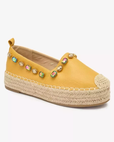 OUTLET Espadrilles jaunes pour femme avec cristaux Ziennie - Chaussures