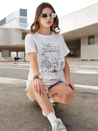 Blouse en coton pour femmes Royalfashion avec l'inscription