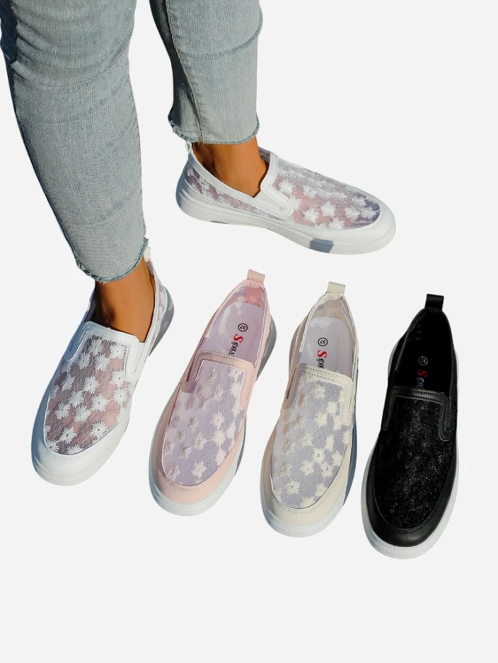 Mocassins en mesh pour femmes Royalfashion avec fleurs Emzos