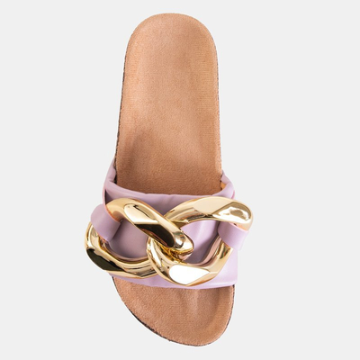OUTLET Royalfashion Tongs pour femmes violettes avec décoration dorée Deirdre
