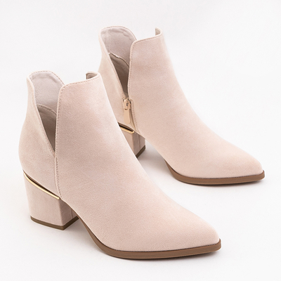 Boots femme beige sur poteau avec découpes Frey. Chaussures