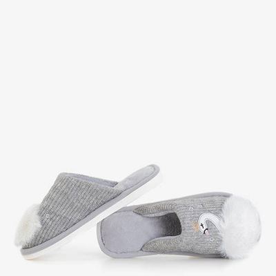Chaussons femme gris avec un cygne Assul - Chaussures
