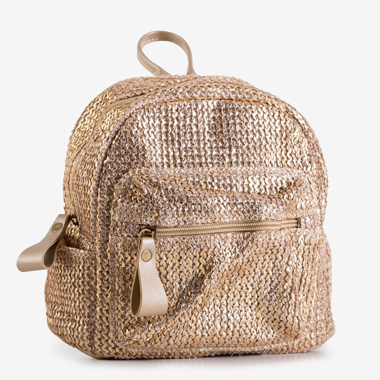 Petit sac à dos tressé doré pour femme - Sacs à dos