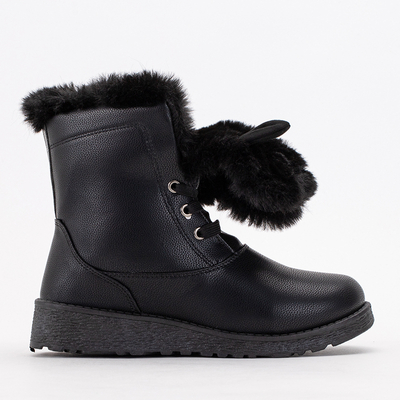 Bottines noires pour femmes avec fourrure et oreilles par Rafil - Chaussures
