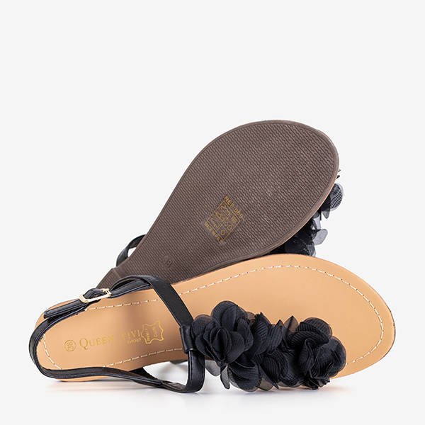 Sandales femme noires à fleurs Tritona - Chaussures