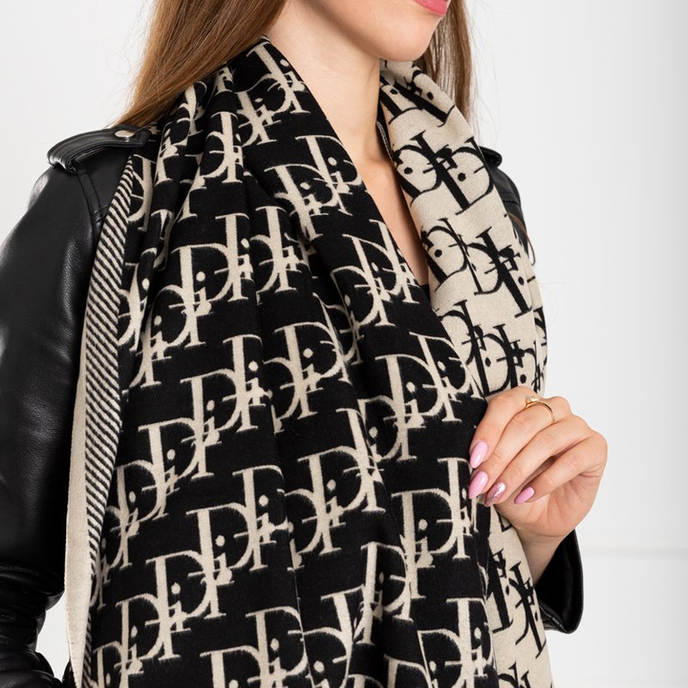 Écharpe pour femme à motifs en noir et beige - Accessoires