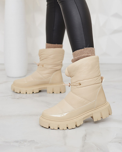 Royalfashion Bottes de neige pour femme à enfiler en beige Sadella