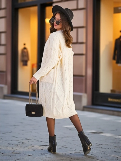 Royalfashion Pull style poncho pour femme en tricot