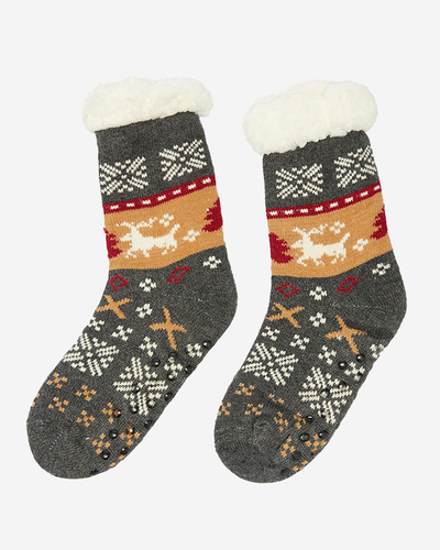Chaussettes femme grises motif Noël - Sous-vêtement