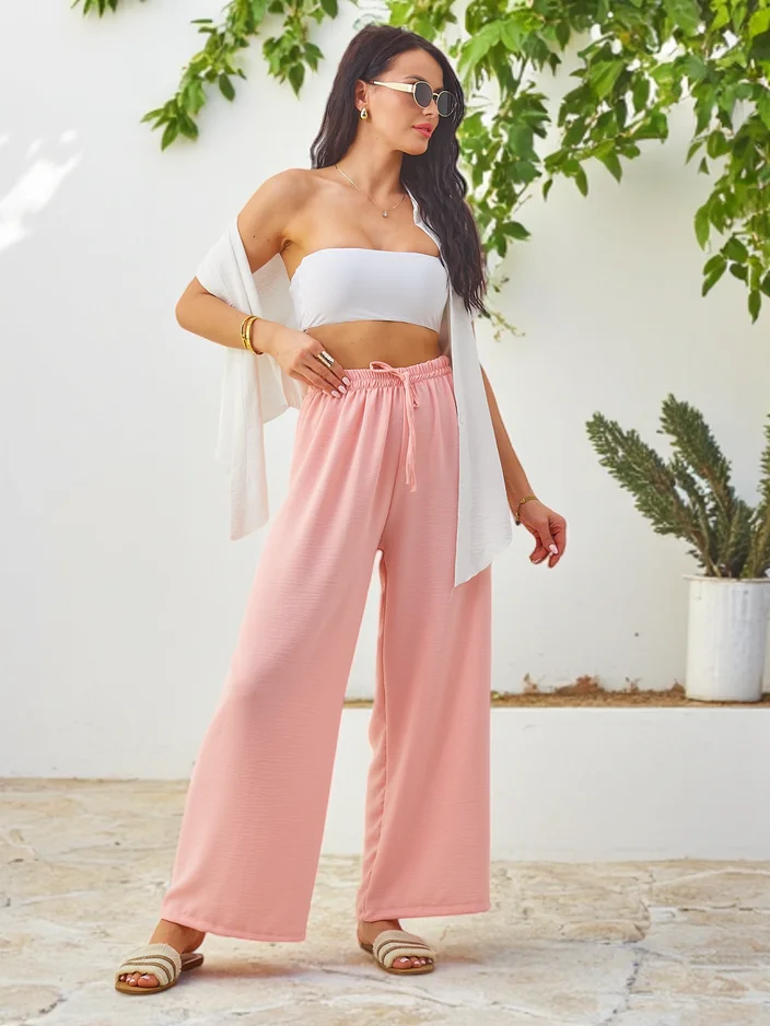 Pantalon large féminin Royalfashion avec une taille élastique