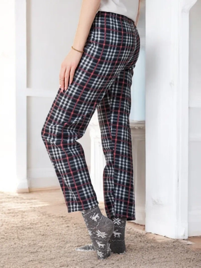 Pantalon à carreaux de Noël en coton pour femmes Royalfashion