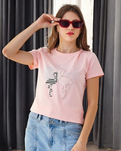 Royalfashion T-shirt en coton pour femmes Flaming Love