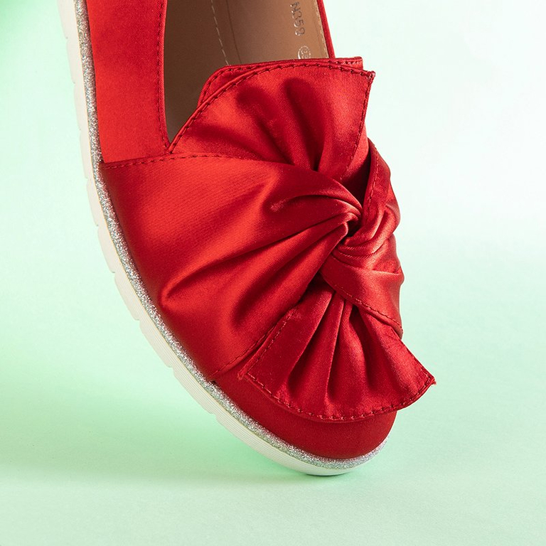 Mocassins femme rouges avec un nœud Laverton - Chaussures