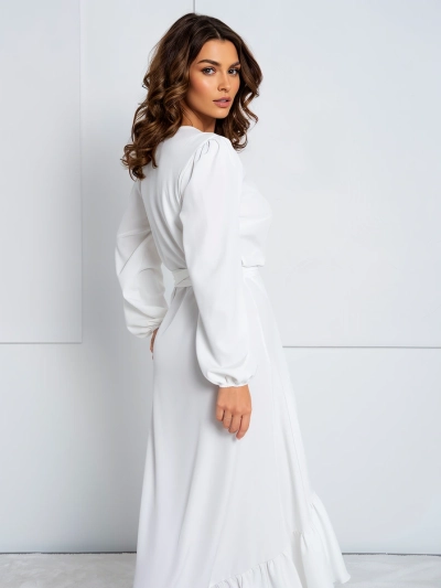 Royalfashion Robe midi nouée pour femme avec volants