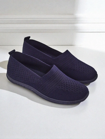 Mocassins pour femmes Lyra Bleu marine tissu respirant à semelle plate