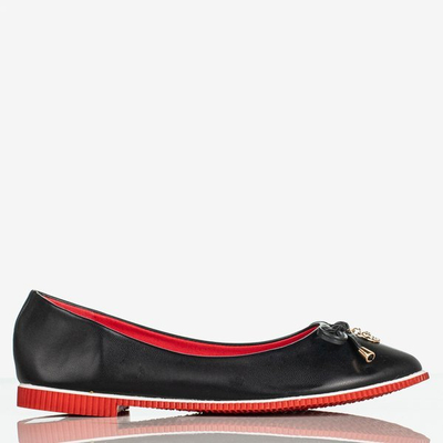 Ballerine femme noire et rouge - Chaussures 1
